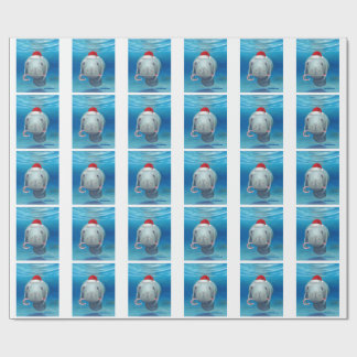 Papier Cadeau Papier d'emballage de lamantin de Noël