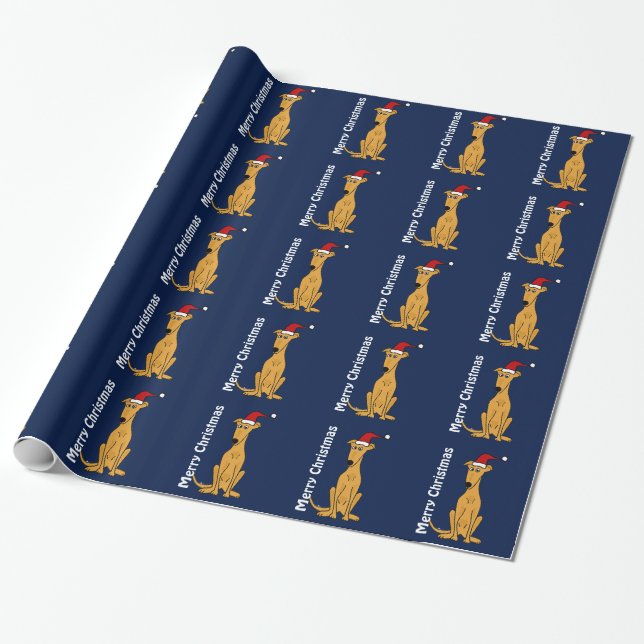 Papier Cadeau Papier d'emballage de lévrier de Noël drôle de (Déroulé)