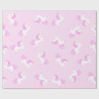 Papier Cadeau Papier d'emballage de licorne rose de bébé