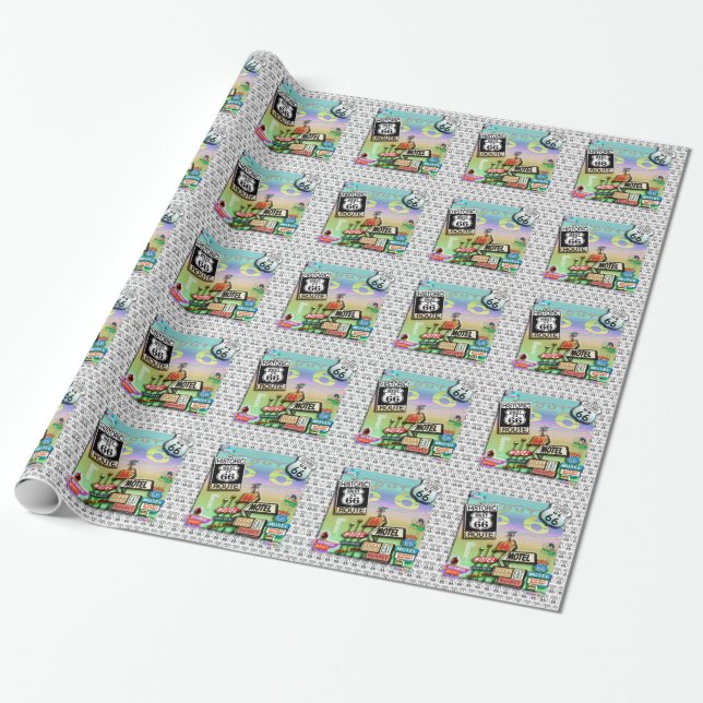Papier Cadeau Papier d'emballage de l'itinéraire 66 (Déroulé)