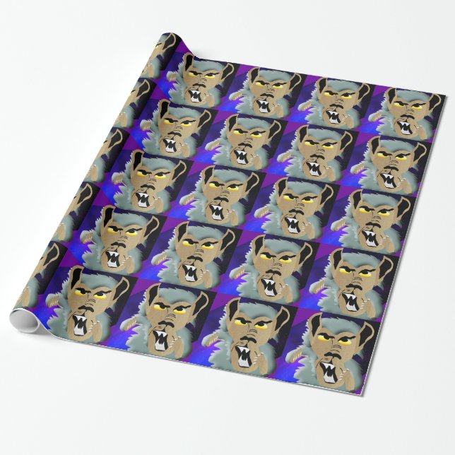 Papier Cadeau Papier d'emballage de loup-garou (Déroulé)