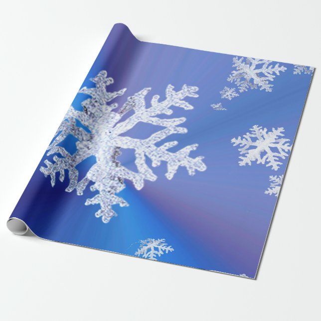 Papier Cadeau Papier d'emballage de lustre de photo de flocons (Déroulé)