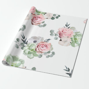 Papier Cadeau Papier d'emballage de mariage succulent floral