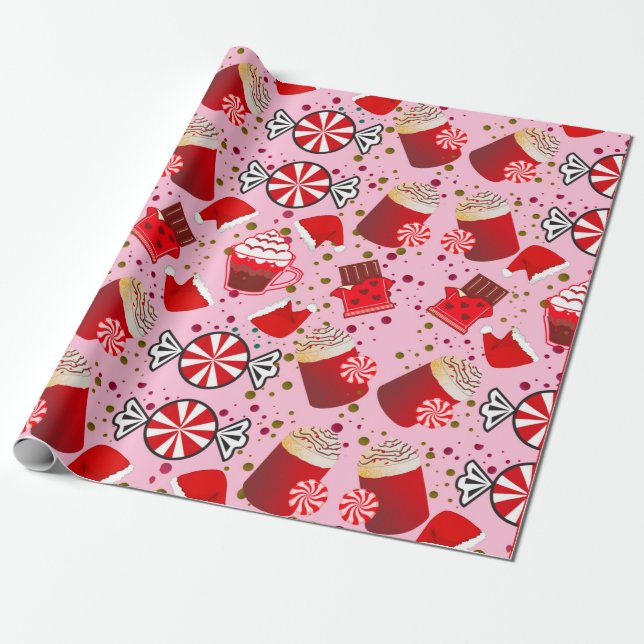 Papier Cadeau papier d'emballage de menthe poivrée (Déroulé)