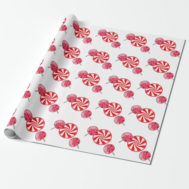 Papier Cadeau Papier d'emballage de menthe poivrée de sucrerie (Déroulé)