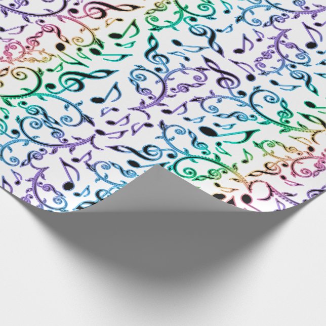 Papier Cadeau Papier d'emballage de motif de notes de musique (Coin)