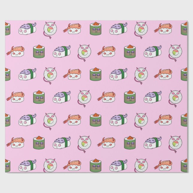 Papier Cadeau Papier d'emballage de motif de sushi de Kawaii (Plat)