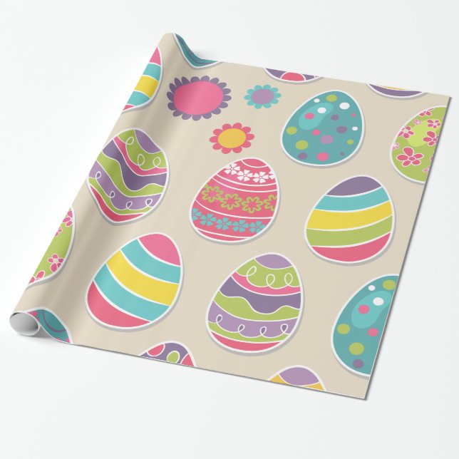 Papier Cadeau Papier d'emballage de motif d'oeufs de pâques (Déroulé)