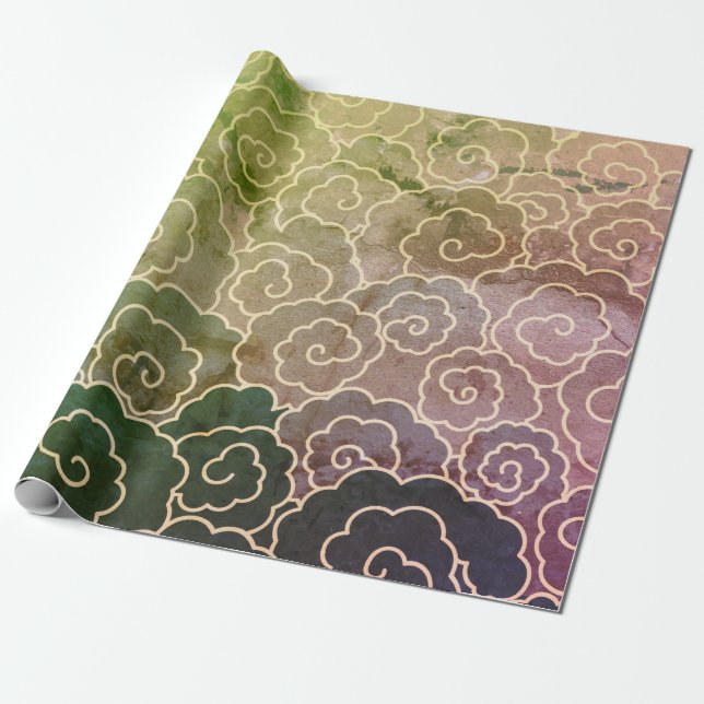 Papier Cadeau Papier d'emballage de MOTIF JAPONAIS de NUAGE (Déroulé)