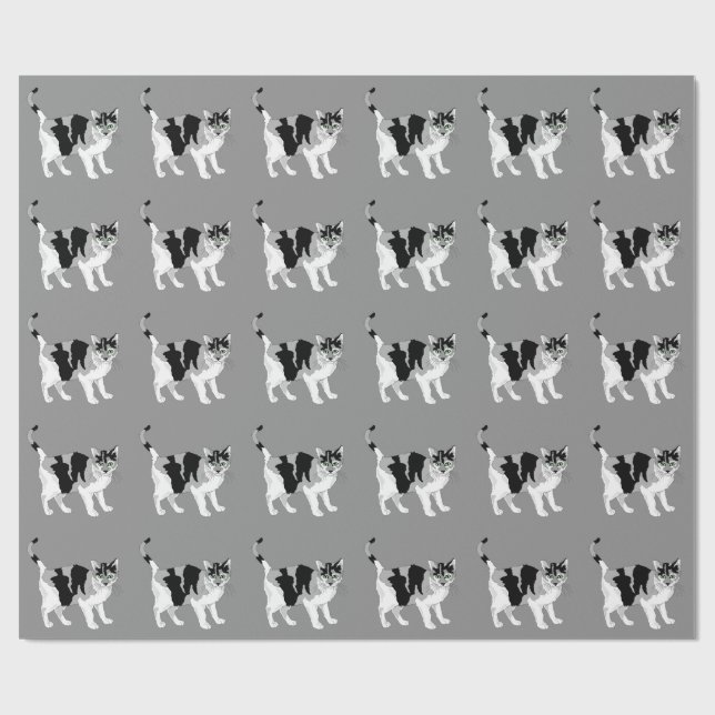 Papier Cadeau Papier d'emballage de MOTIF NOIR ET BLANC de CAT (Plat)