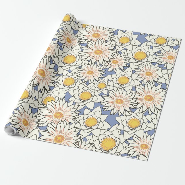 Papier Cadeau papier d'emballage de nénuphars (Déroulé)