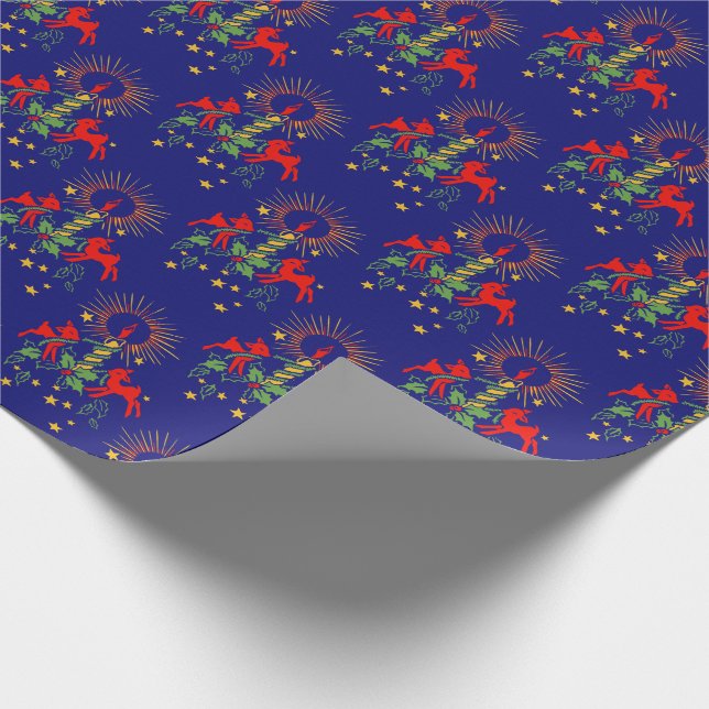 Papier Cadeau Papier d'emballage de Noël antique de renne (Coin)