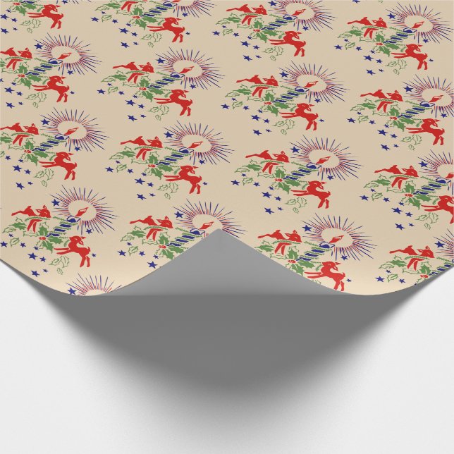 Papier Cadeau Papier d'emballage de Noël antique de renne (Coin)