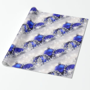 Papier Cadeau Papier d'emballage de Noël argenté et bleu