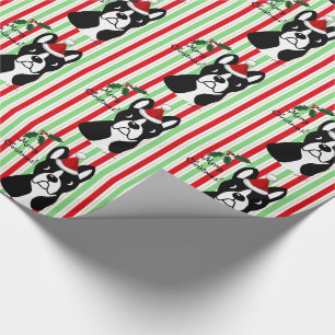 Papier Cadeau Papier d'emballage de Noël de Boston Terrier