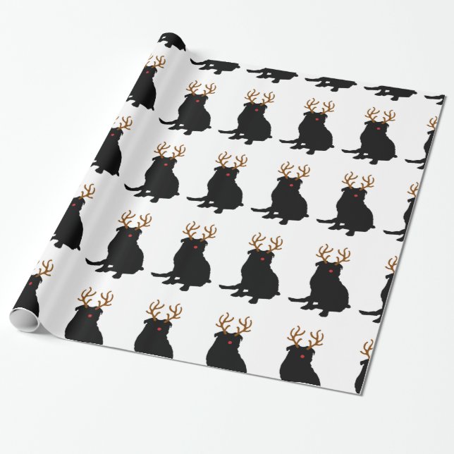 Papier Cadeau Papier d'emballage de Noël de carlin (Déroulé)