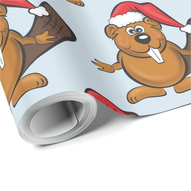 Papier Cadeau Papier d'emballage de Noël de castor (Coin rond)