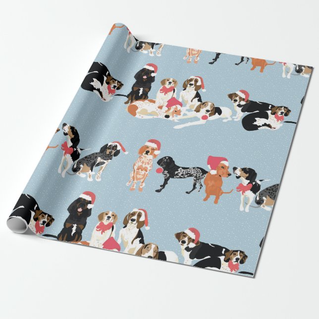 Papier Cadeau Papier d'emballage de Noël de Coonhound (Déroulé)
