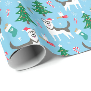 Papier Cadeau Papier d'emballage de Noël de costaud sibérien