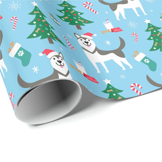 Papier Cadeau Papier d'emballage de Noël de costaud sibérien (Coin rond)