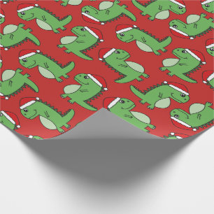 Papier Cadeau Papier d'emballage de Noël de dinosaure mignon de