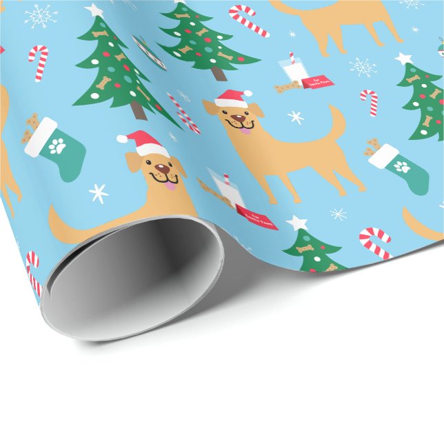 Papier Cadeau Papier d'emballage de Noël de Labrador (Coin rond)