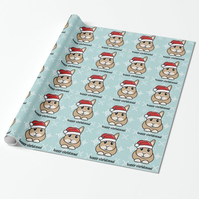 Papier Cadeau Papier d'emballage de Noël de lapin de bande (Déroulé)