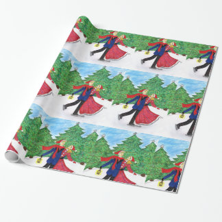 Papier Cadeau Papier d'emballage de Noël de patinage de glace