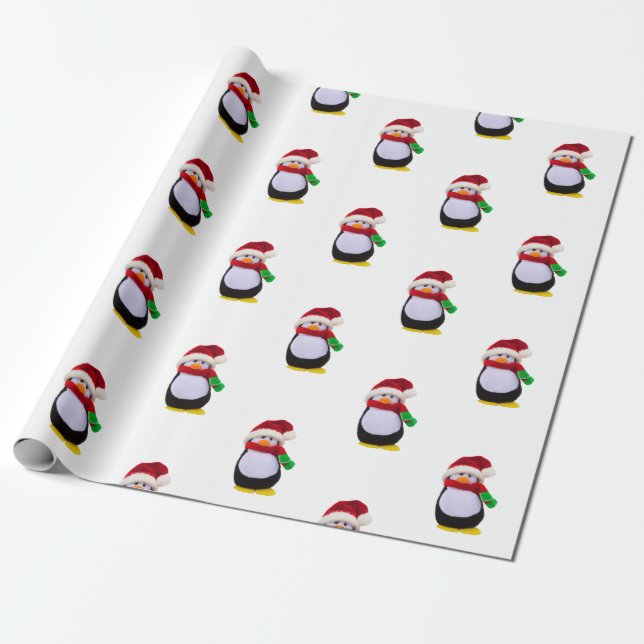 Papier Cadeau Papier d'emballage de Noël de pingouins (Déroulé)