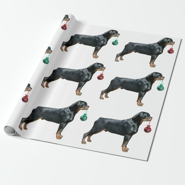 Papier Cadeau Papier d'emballage de Noël de rottweiler (Déroulé)