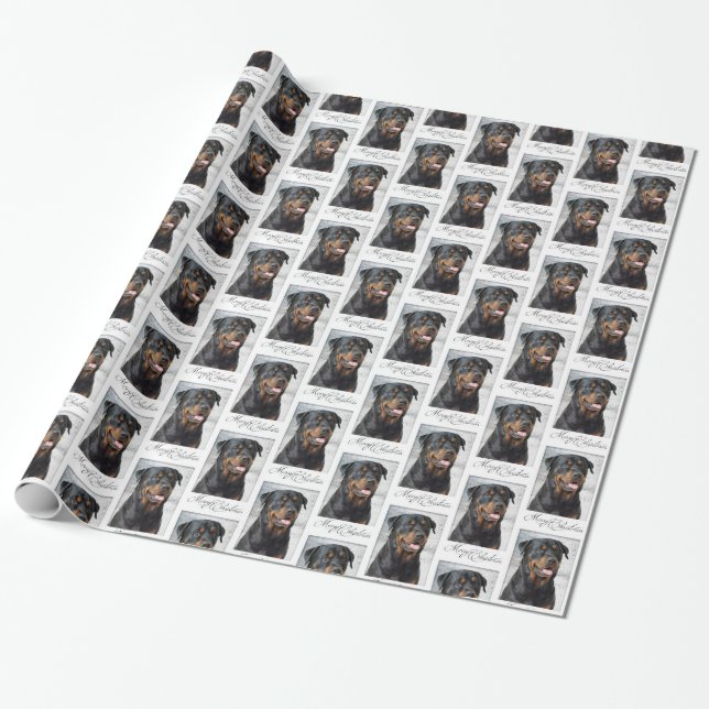 Papier Cadeau Papier d'emballage de Noël de rottweiler (Déroulé)