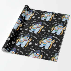 Papier Cadeau Papier d'emballage de Noël de Snowman et de tinsel