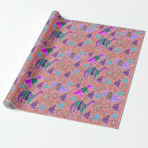 Papier d'emballage de Noël Dinosaur violet