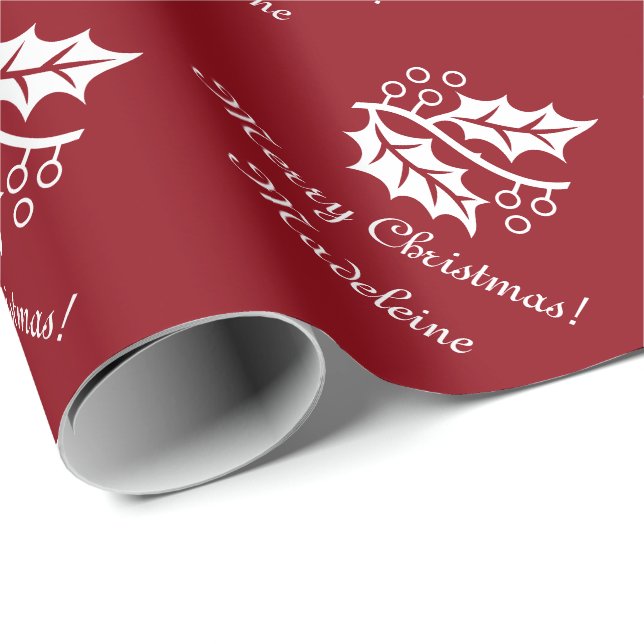Papier Cadeau Papier d'emballage de Noël élégant avec le feuille (Coin rond)