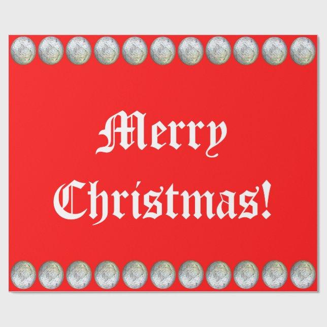 Papier Cadeau Papier d'emballage de Noël en argent et rouge (Plat)