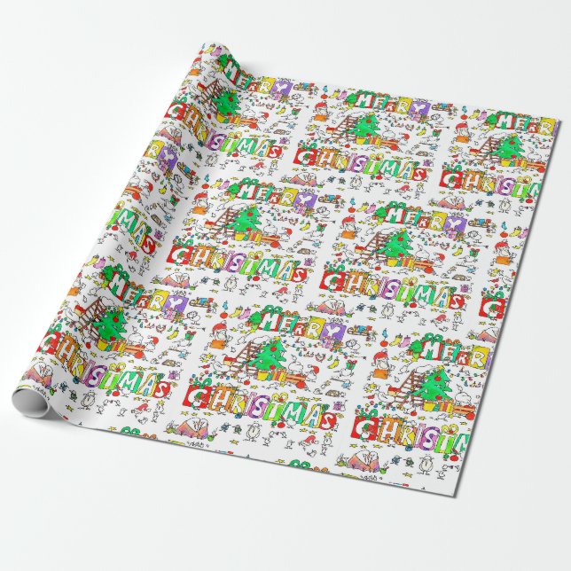 Papier Cadeau Papier d'emballage de Noël Kiwi par Nicole Janes (Déroulé)