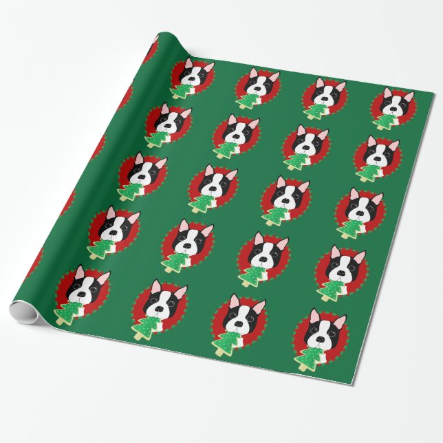Papier Cadeau Papier d'emballage de Noël lunatique de Boston (Déroulé)