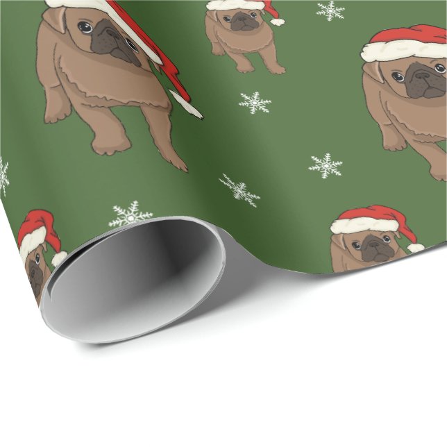 Papier Cadeau Papier d'emballage de Noël mignon de carlin (Coin rond)