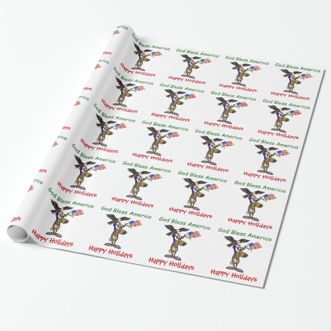 Papier Cadeau Papier d'emballage de Noël patriotique de renne (Déroulé)