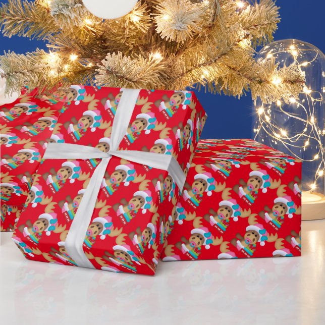 Papier Cadeau Papier d'emballage de Noël pour bébés rennes (Vacances)