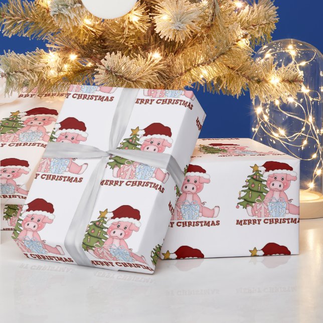 Papier Cadeau Papier d'emballage de Noël pour cochons (Vacances)