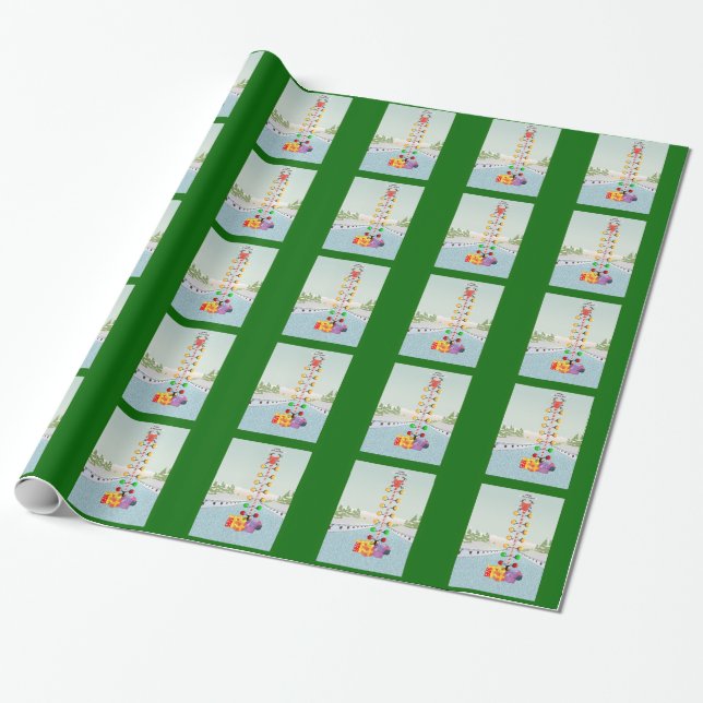 Papier Cadeau Papier d'emballage de Noël principal de moteur (Déroulé)