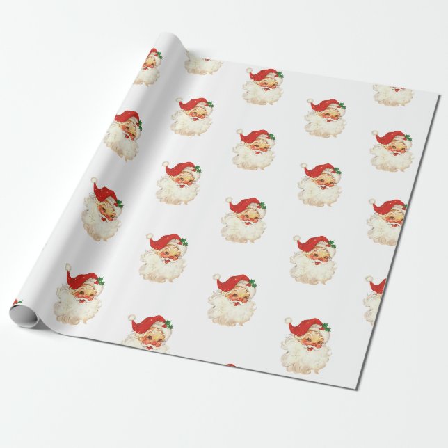 Papier Cadeau Papier d'emballage de Noël Retro Père Noël (Déroulé)