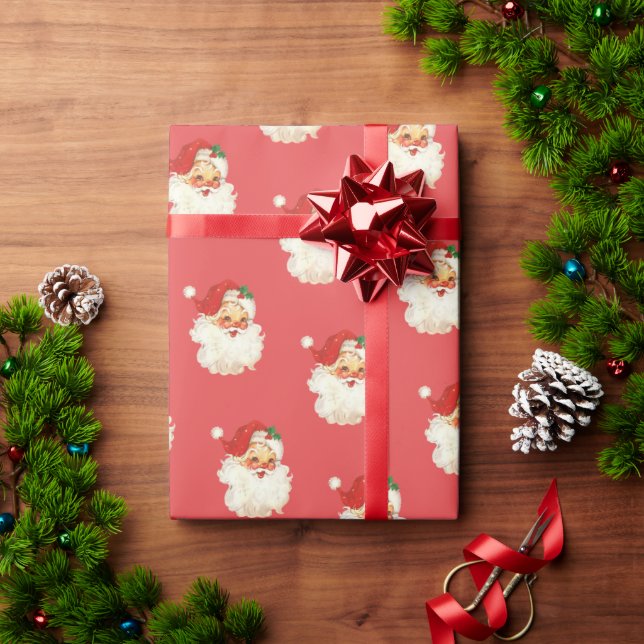 Papier Cadeau Papier d'emballage de Noël Retro Père Noël (Cadeau de vacances)