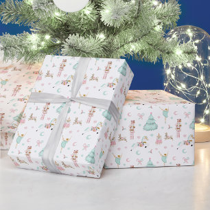 Papier Cadeau Papier d'emballage de Noël rose pastel