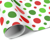 Papier d'emballage de Noël rouge et vert de pois