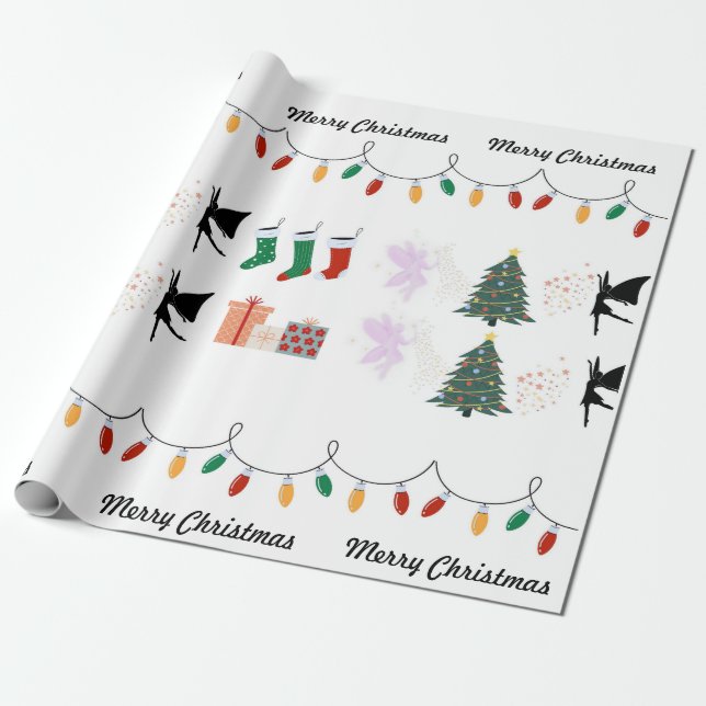 Papier Cadeau Papier d'emballage de Noël sidéral avec de la pous (Déroulé)