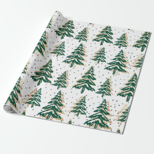 Papier Cadeau papier d'emballage de Noël vert arbres de Noël