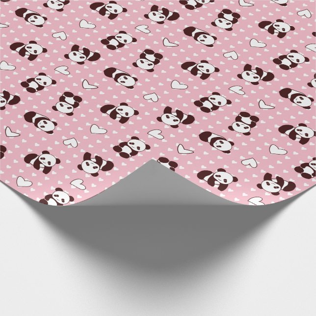 Papier Cadeau Papier d'emballage de panda de coeur rose (Coin)