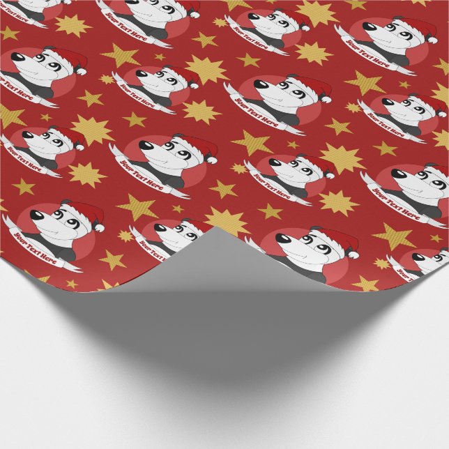 Papier Cadeau Papier d'emballage de panda de Noël (Coin)